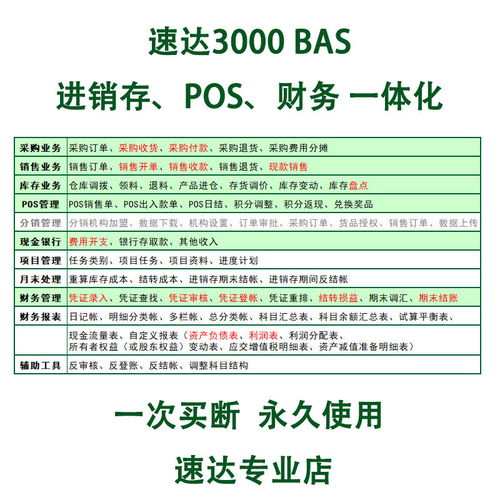 速達3000BAS基礎版 小微企業財務與代理記賬的高效工具
